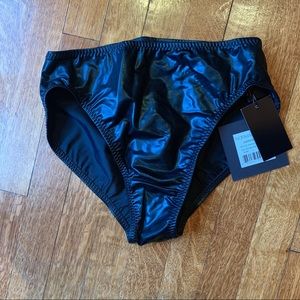 Norma Kamali Black Foil Highwaisted Bikini Bottom